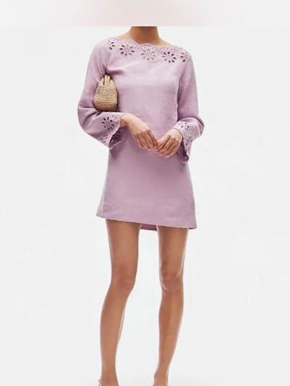J.Crew Scallop-Trim Eyelet Popover Dress Eyelet Mini Dress in Purple Size 2X NWT